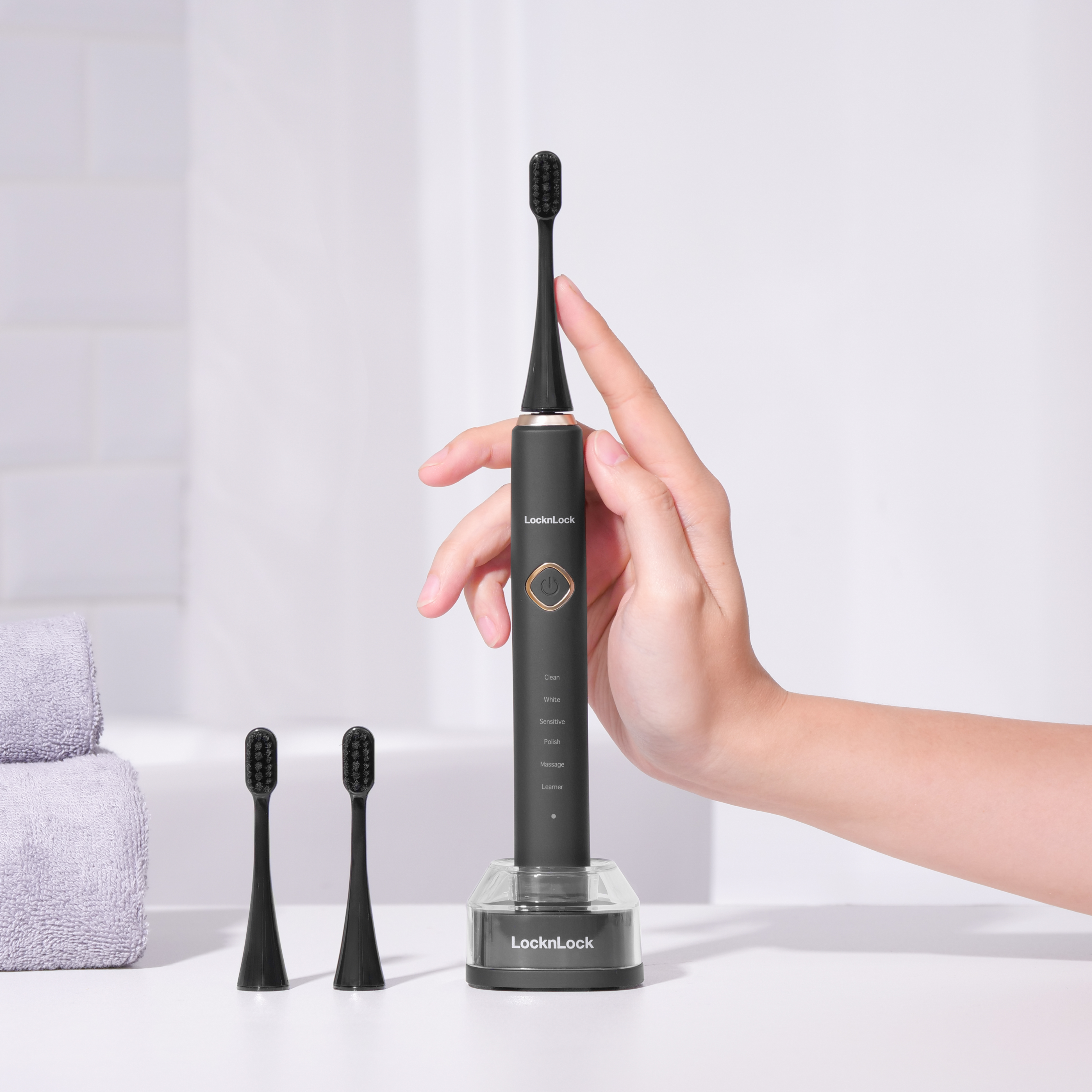 Bàn Chải Đánh Răng Điện LocknLock, Electric Toothbrush Dc3.7V, 3W, Sạc Không Dây - Màu Đen - ENR636BLK, , large image number 1